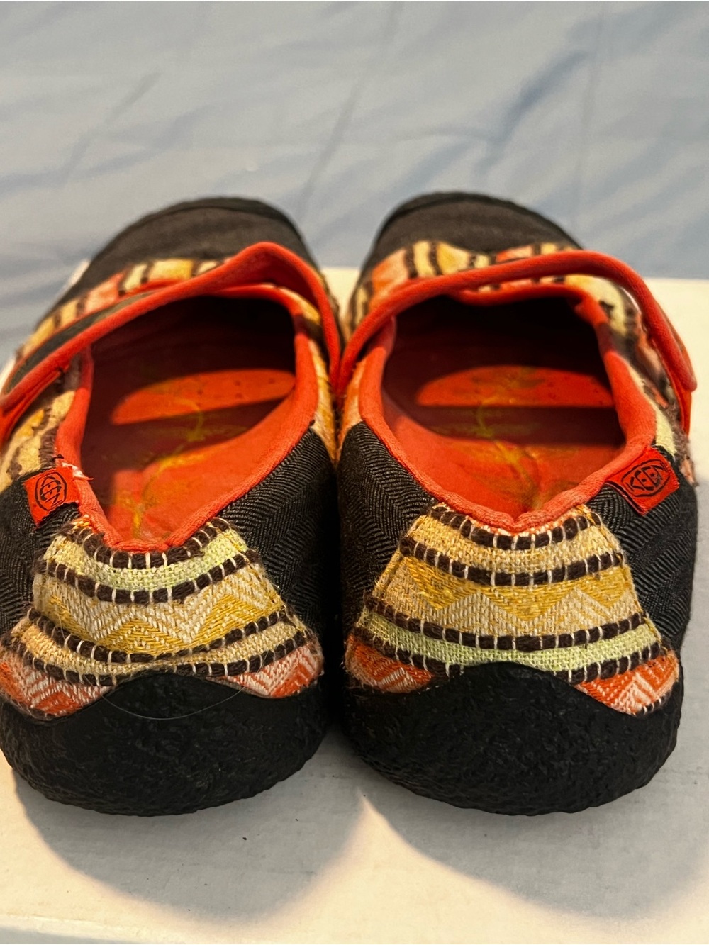 Keen Multicolor Woven Mary Jane Flats with Orange Trim - Picture 4 of 8